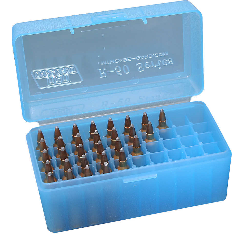 Misc. Accessories MTM Case Gard 4.50" 50 SER SML RIFLE AMMO BOX 50RD - CLR BLU